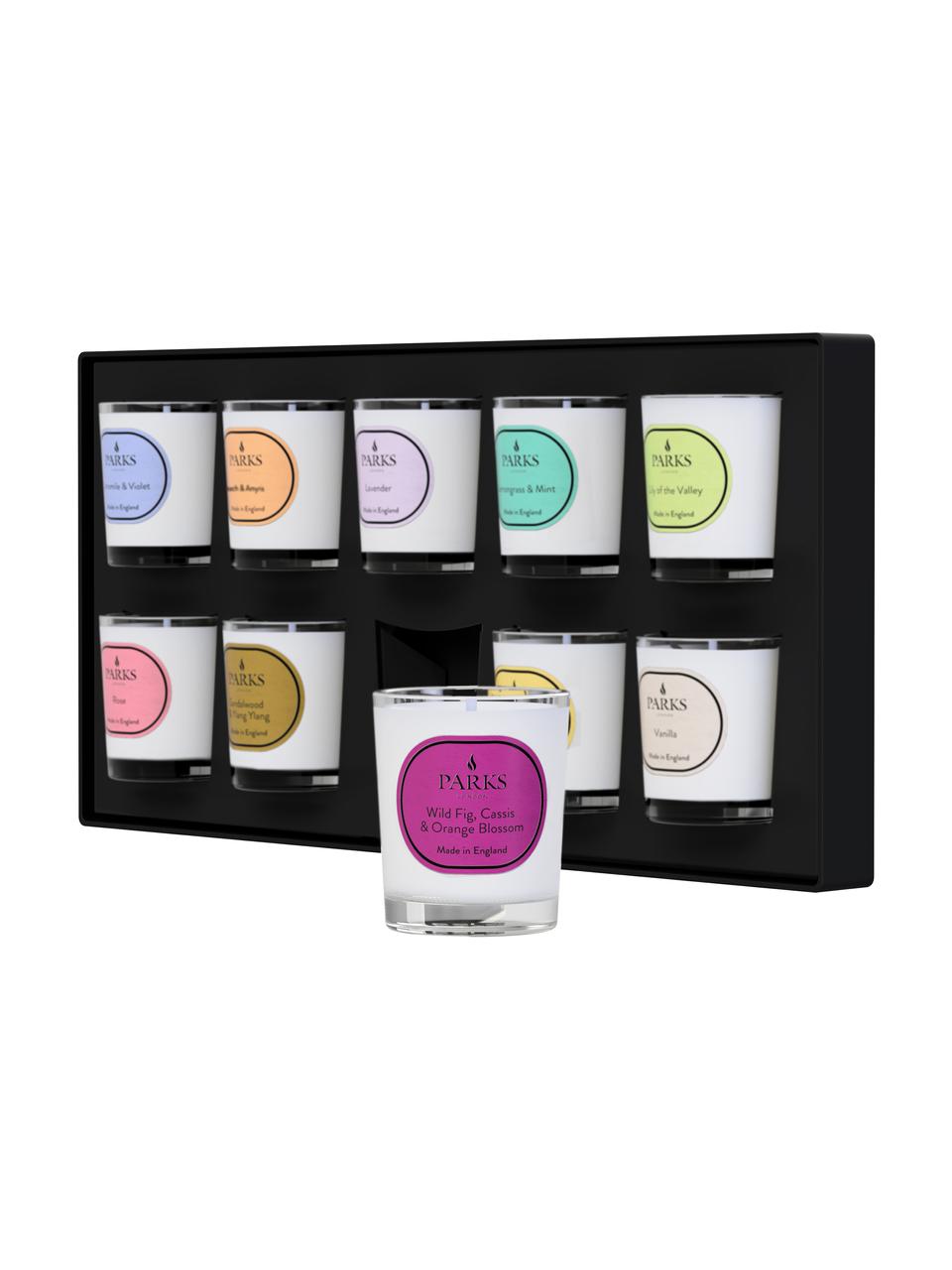 Set de velas perfumadas Vintage Aromatherapy, 10 uds., Recipiente: vidrio, Fragancias diferentes, Ø 5 x Al 5 cm