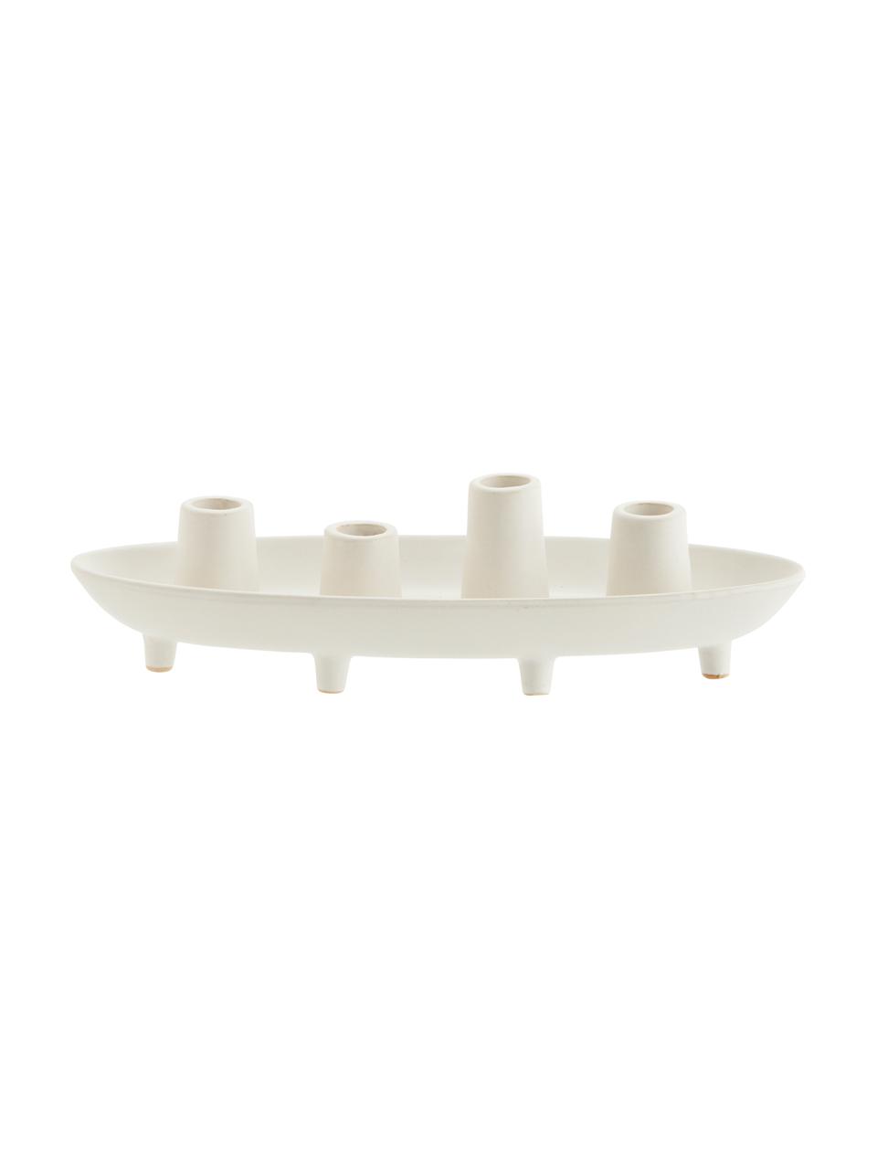 Kameninový svícen Boat, Kamenina, Krémově bílá, Š 33 cm, V 9 cm