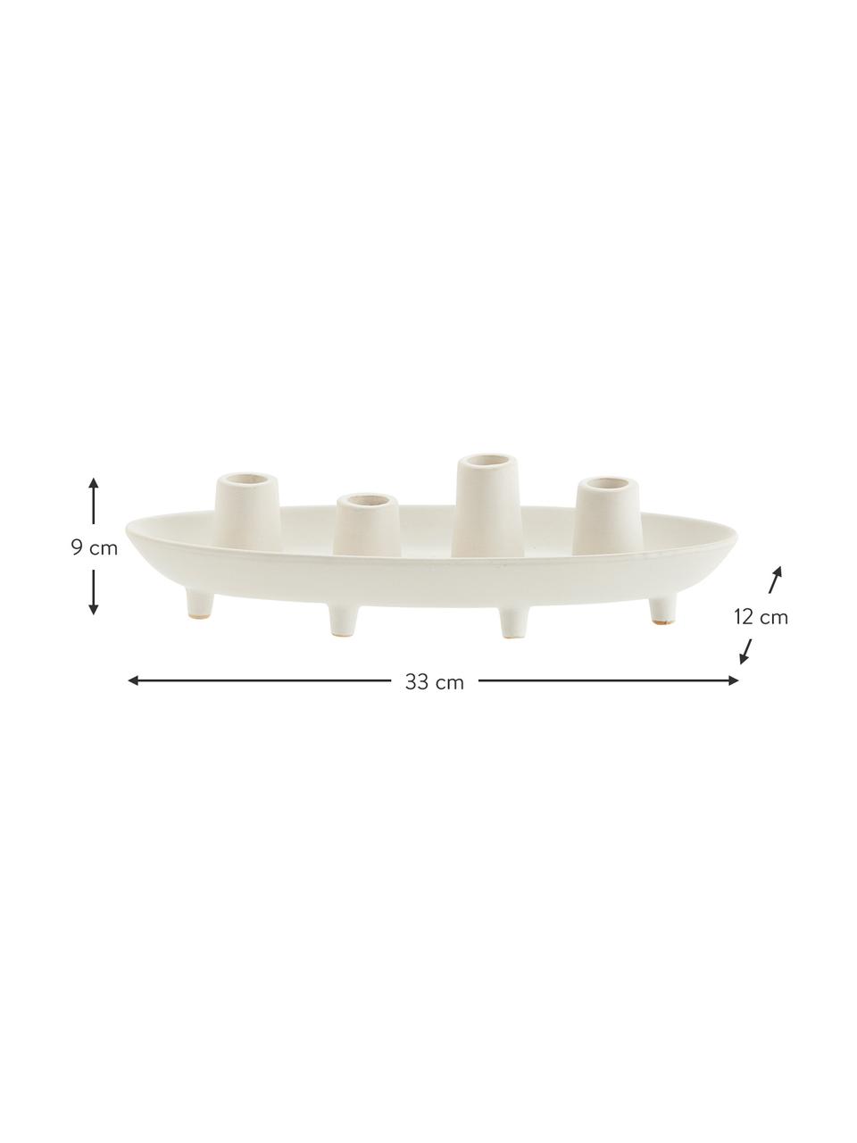 Candelabro de gres Boat, Gres, Blanco crema, An 33 x Al 9 cm