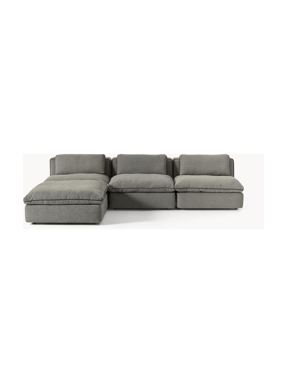 Canapé d'angle modulable avec pouf Felix, Tissu anthracite, larg. 300 x prof. 210 cm