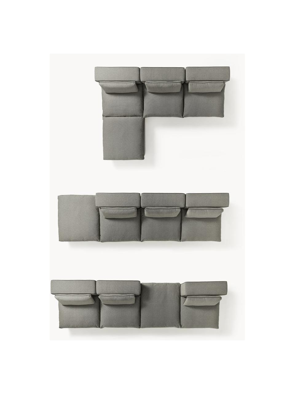 Canapé d'angle modulable avec pouf Felix, Tissu anthracite, larg. 300 x prof. 210 cm