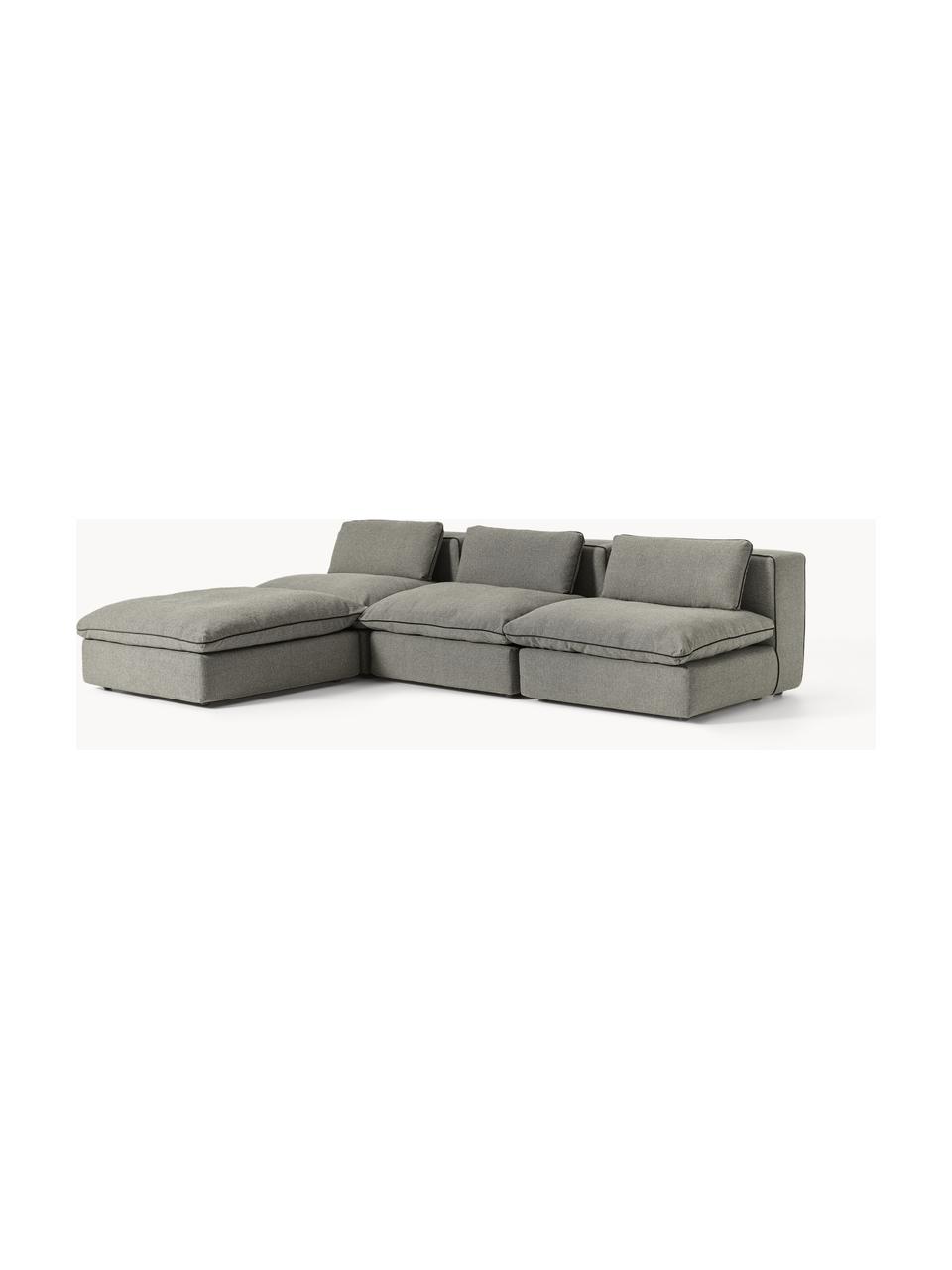 Canapé d'angle modulable avec pouf Felix, Tissu anthracite, larg. 300 x prof. 210 cm