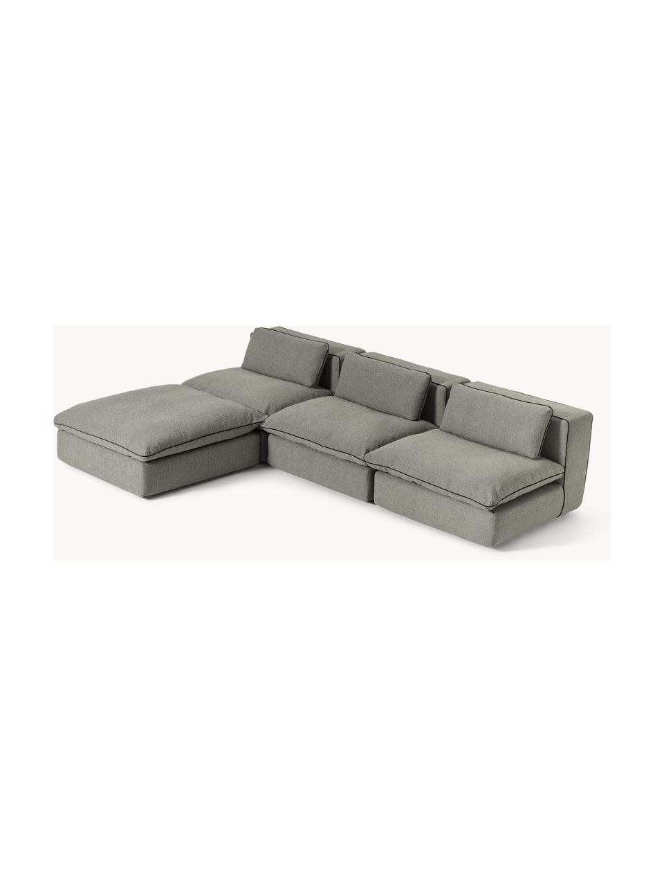 Canapé d'angle modulable avec pouf Felix, Tissu anthracite, larg. 300 x prof. 210 cm