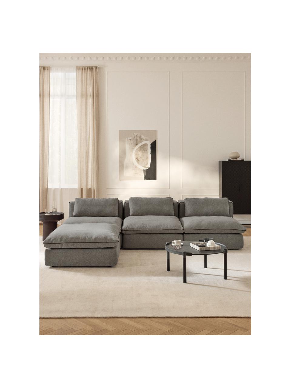 Canapé d'angle modulable avec pouf Felix, Tissu anthracite, larg. 300 x prof. 210 cm