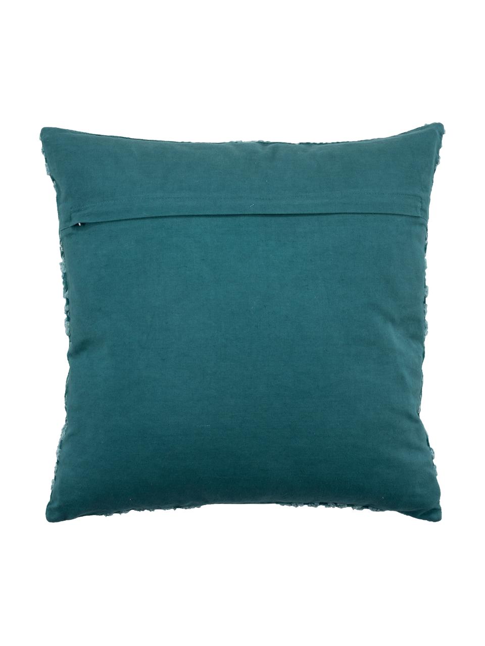 Housse de coussin en velours brodé 45x45 Chelsey, Bleu pétrole