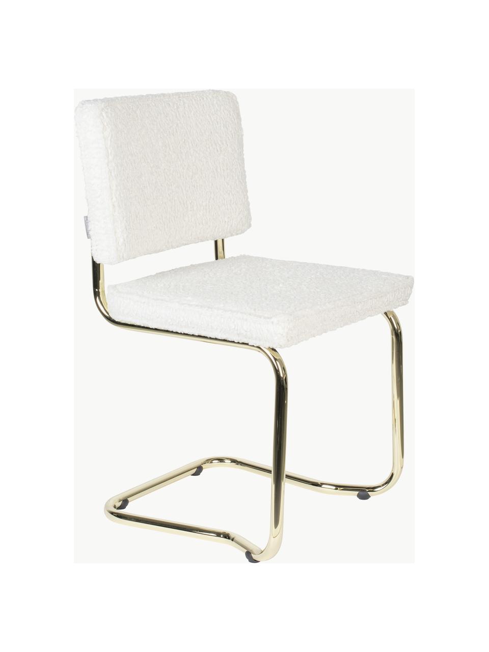 Plyšové konzolové stoličky Kink, 2 ks, Plyšová biela, odtiene zlatej lesklá, Š 48 x H 48 cm