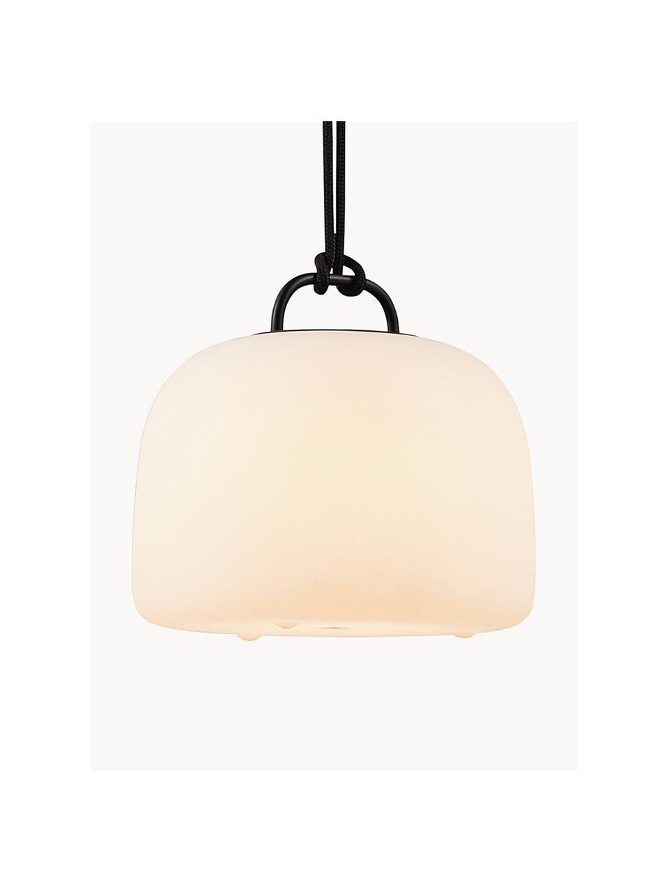 Mobiel outdoor LED hanglamp Kettle, dimbaar, Lamp: kunststof, Crèmewit, zwart, Ø 36 x H 31 cm