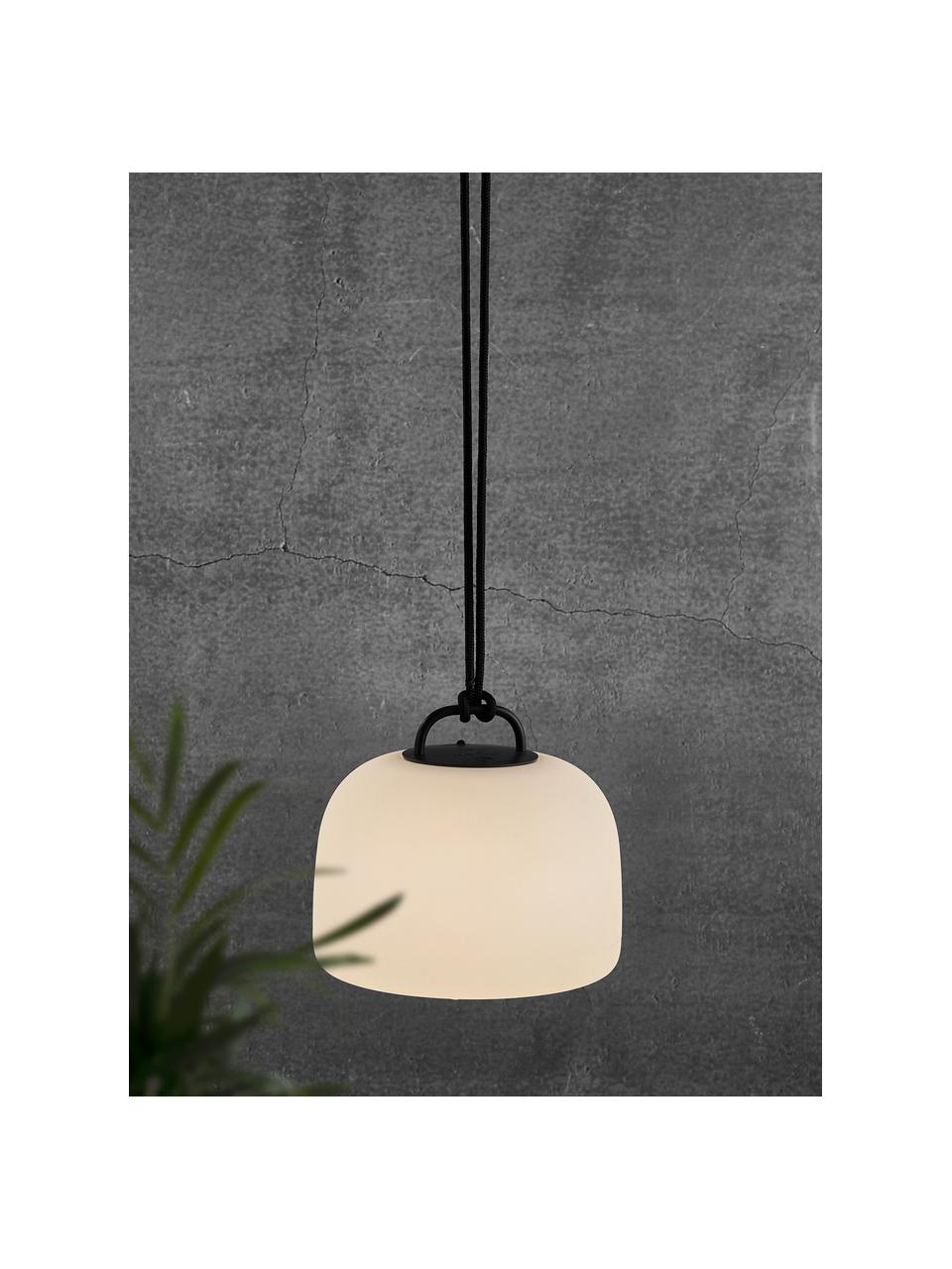 Mobiel outdoor LED hanglamp Kettle, dimbaar, Lamp: kunststof, Crèmewit, zwart, Ø 36 x H 31 cm