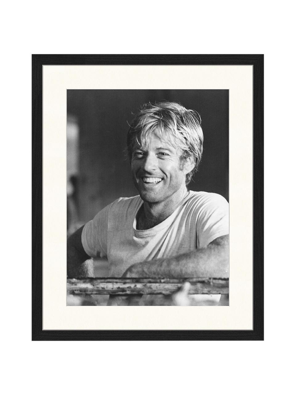 Gerahmter Digitaldruck Robert Redford, Bild: Digitaldruck auf Papier, , Rahmen: Holz, lackiert, Front: Plexiglas, Schwarz, Weiß, B 33 x H 43 cm