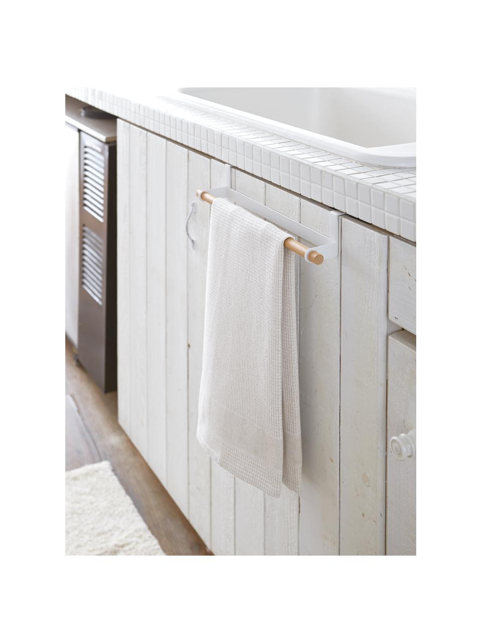 Wieszak na ręczniki Tosca, Biały, jasne drewno naturalne, S 33 x W 6 cm