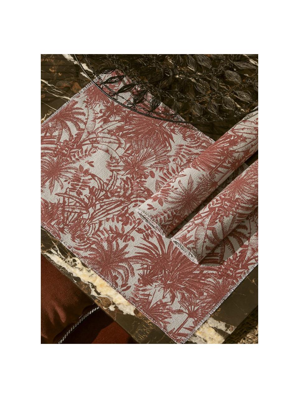 Baumwoll-Tischsets Mahé mit Palmenprint, 2 Stück, Baumwolle, Terrakotta, 35 x 38 cm