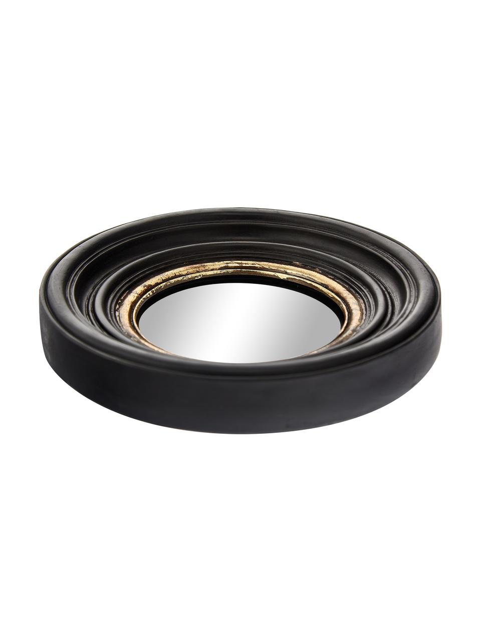 Runder Wandspiegel Resi mit Rahmen, Rahmen: Polyresin, Spiegelfläche: Spiegelglas, Schwarz, Goldfarben, Ø 26 x T 4 cm
