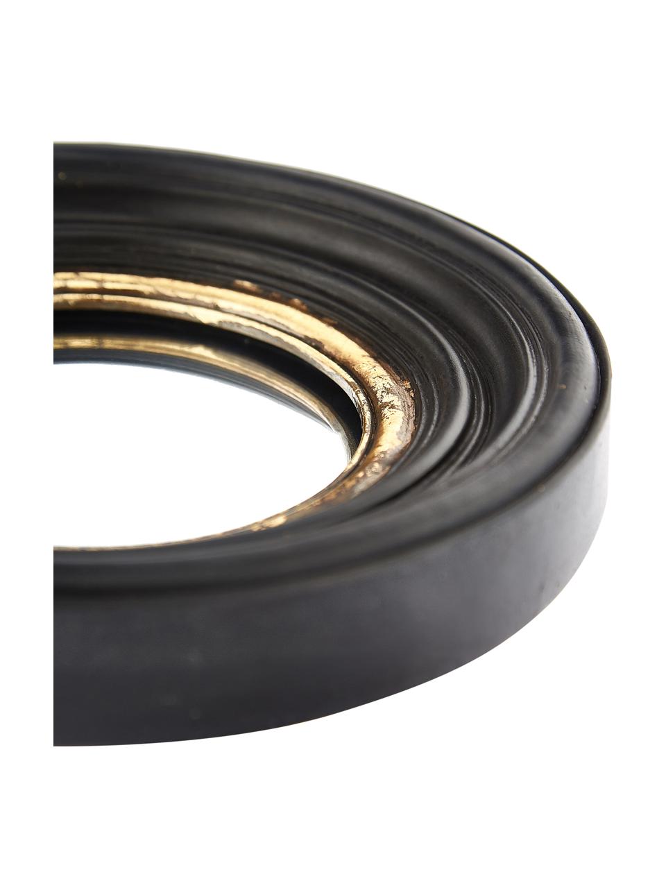 Miroir mural rond Resi, Noir, couleur dorée, Ø 26 x prof. 4 cm