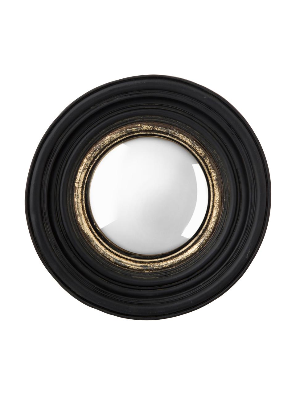 Okrągłe lustro ścienne Resi, Czarny, odcienie złotego, Ø 26 x G 4 cm