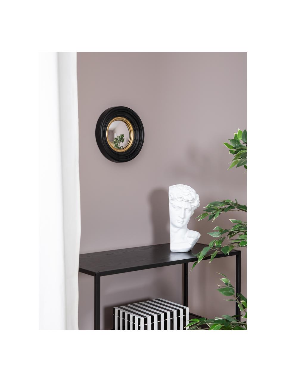 Okrúhle nástenné zrkadlo s rámom Resi, Čierna, odtiene zlatej, Ø 26 x H 4 cm