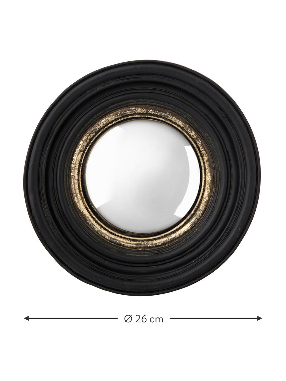 Runder Wandspiegel Resi mit Rahmen, Rahmen: Polyresin, Spiegelfläche: Spiegelglas, Schwarz, Goldfarben, Ø 26 x T 4 cm