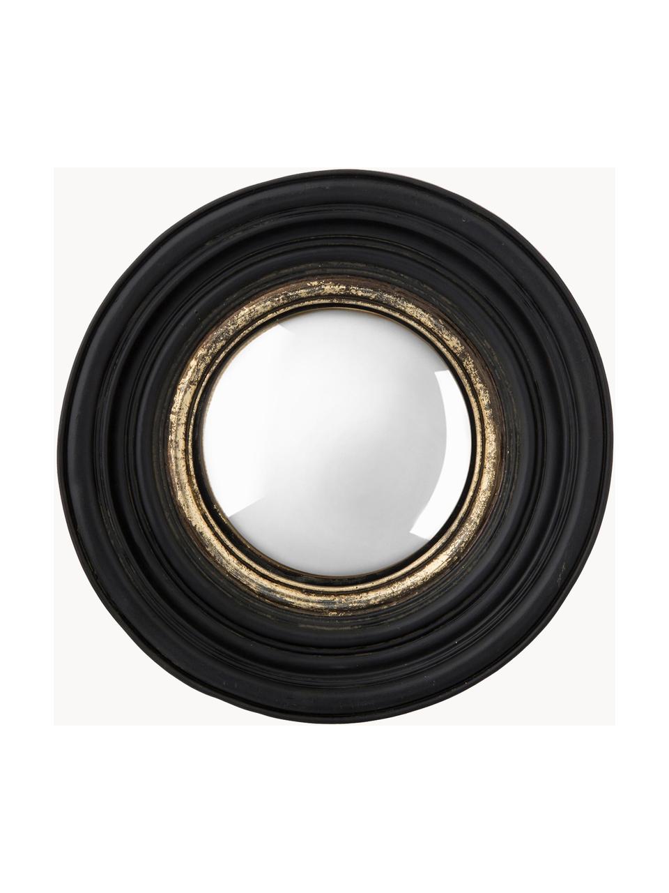 Kulaté nástěnné zrcadlo s rámem Resi, Černá, zlatá, Ø 26 cm, H 4 cm