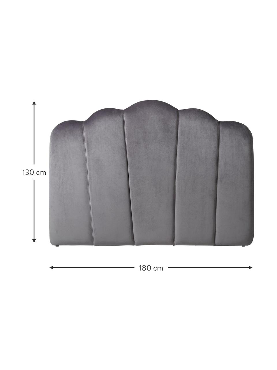 Tête de lit rembourrée velours Monroe, Velours (polyester), Velours gris foncé, larg. 180 x haut. 130 cm