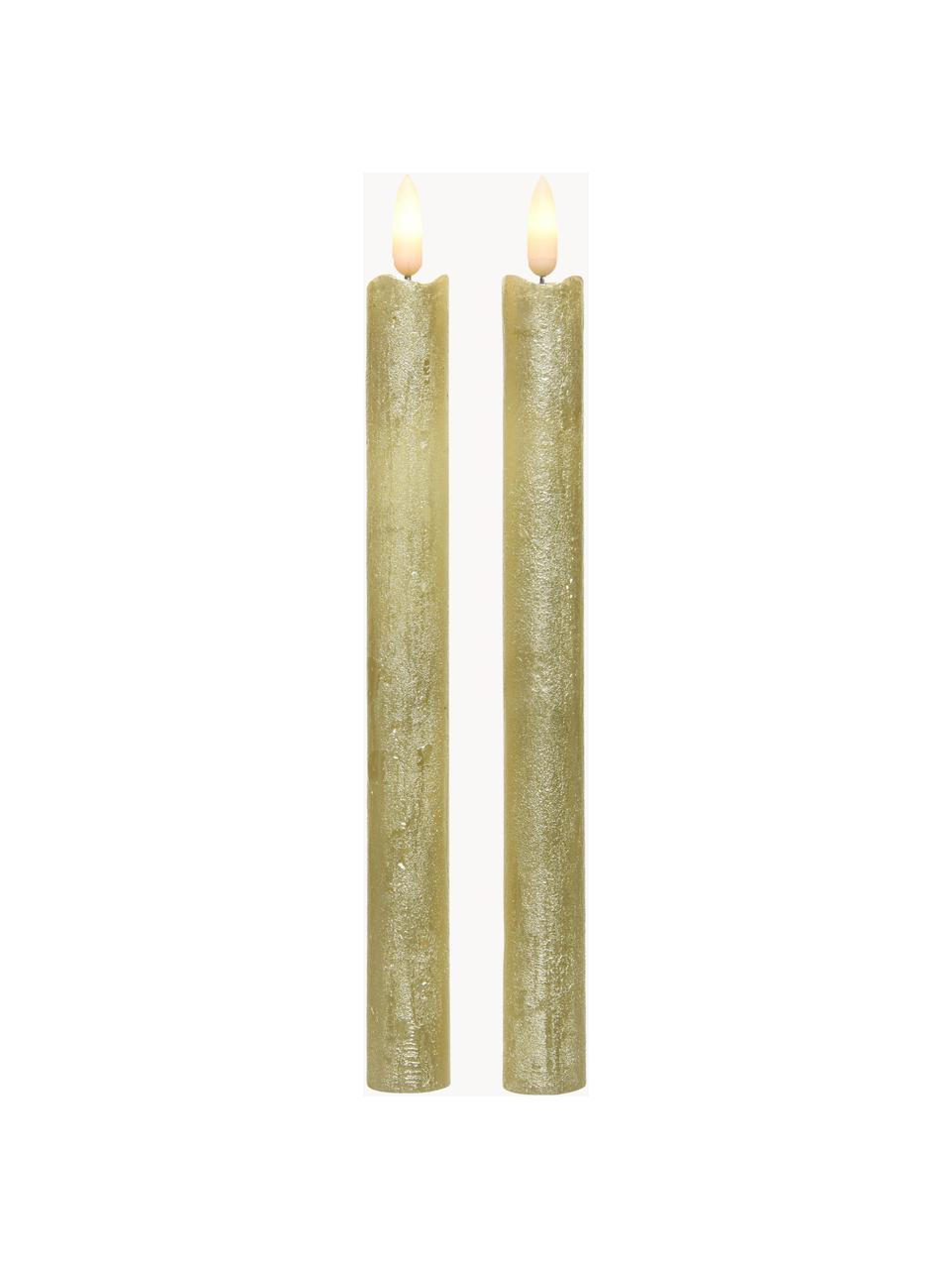 Velas LED Bonna, 2 uds., Cera, Dorado, Al 24 cm