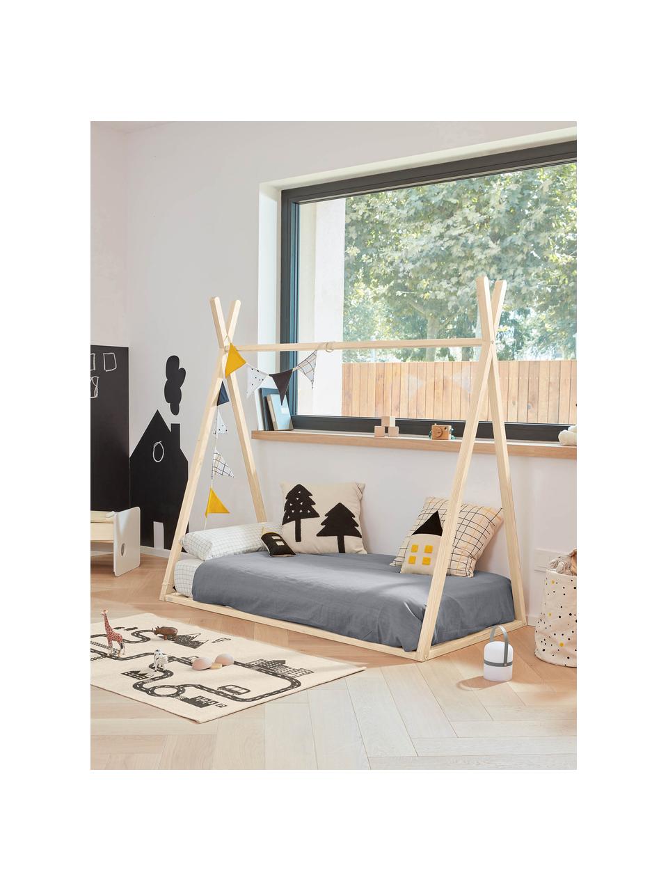 Lit tipi pour enfant Maralis, 70 x 140 cm, Bois de hêtre, contreplaqué, Bois de hêtre, larg. 70 x long. 140 cm