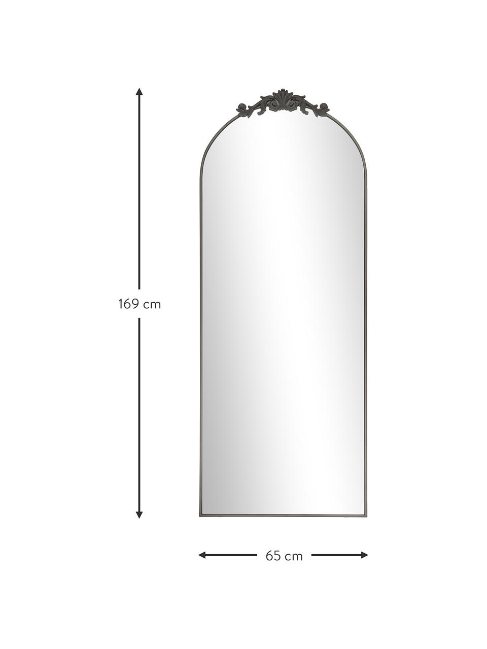 Barock-Anlehnspiegel Saida mit schwarzem Metallrahmen, Rahmen: Metall, beschichtet, Rückseite: Mitteldichte Holzfaserpla, Spiegelfläche: Spiegelglas, Schwarz, B 65 x H 169 cm