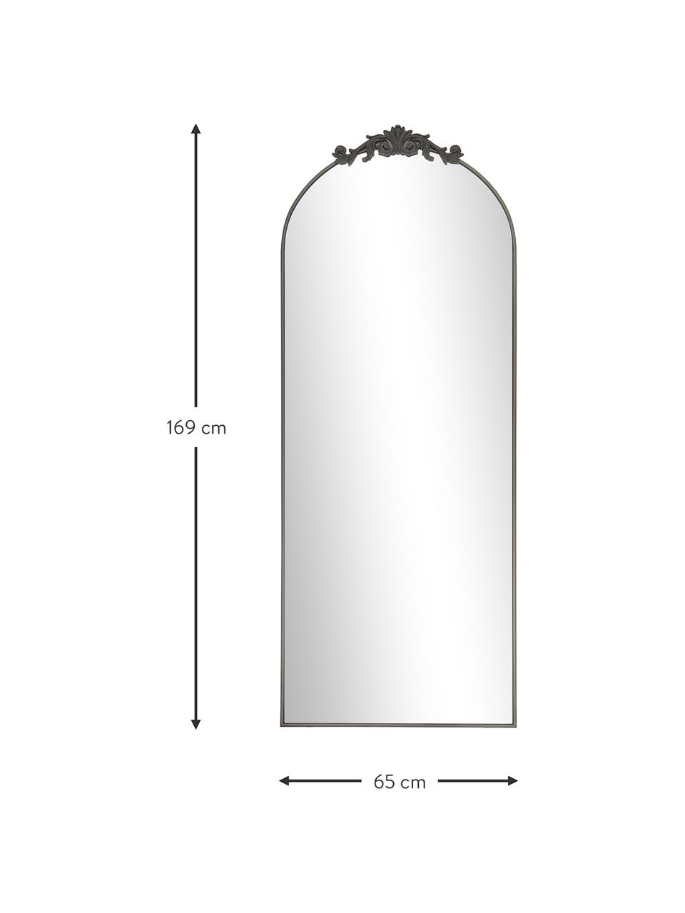 Specchio barocco pendente Saida, Cornice: metallo rivestito, Superficie dello specchio: lastra di vetro, Nero, Larg. 65 x Alt. 169 cm