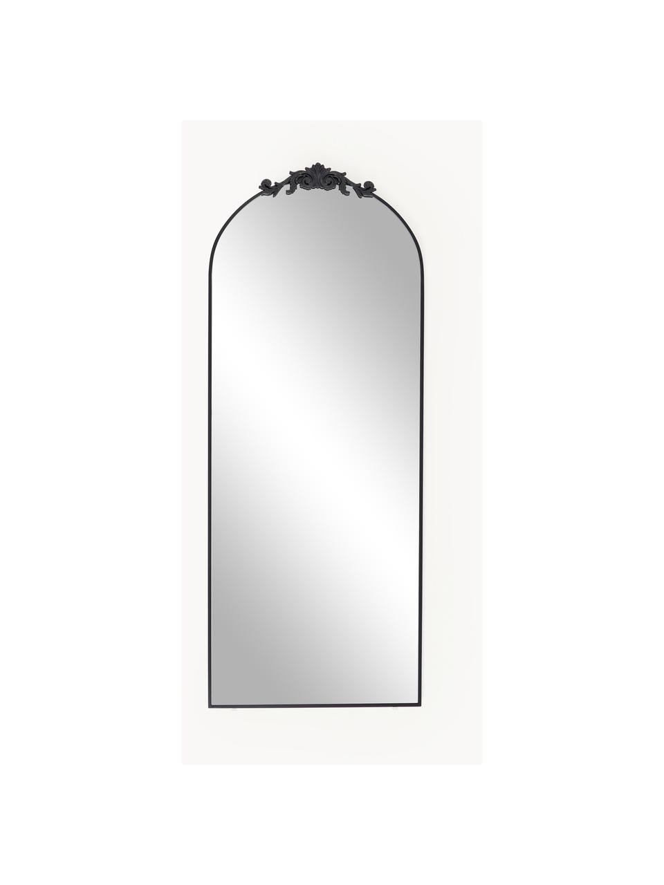 Barokke leunde spiegel Saida, Lijst: gepoedercoat metaal, Zwart, B 65 x H 169 cm