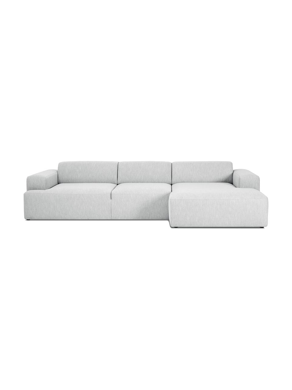 Ecksofa Melva (4-Sitzer) in Hellgrau, Bezug: Polyester Der hochwertige, Gestell: Massives Kiefernholz, Spa, Füße: Kiefernholz, Webstoff Hellgrau, B 319 x T 144 cm