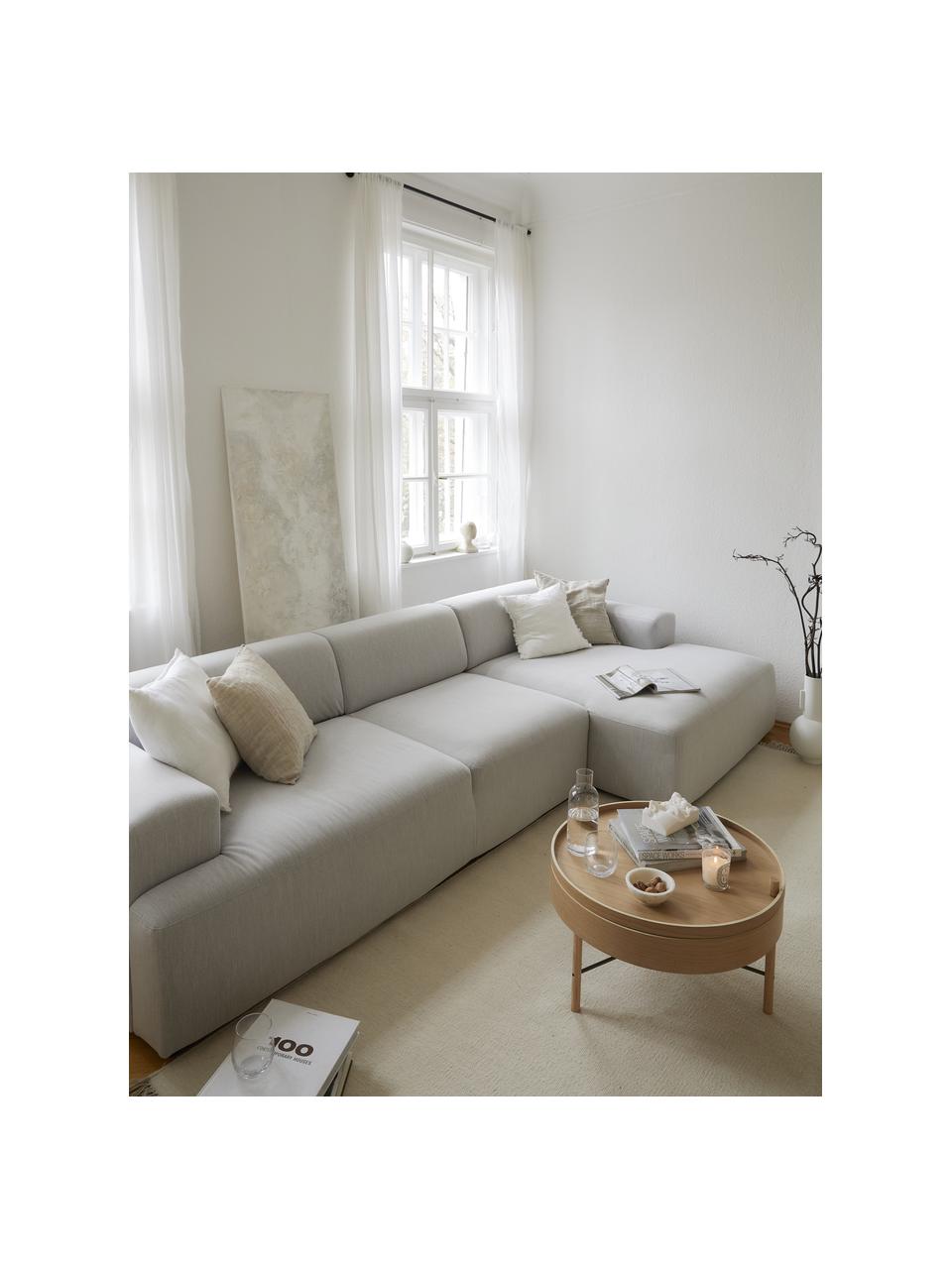 Ecksofa Melva (4-Sitzer) in Hellgrau, Bezug: Polyester Der hochwertige, Gestell: Massives Kiefernholz, Spa, Webstoff Hellgrau, B 319 x T 144 cm