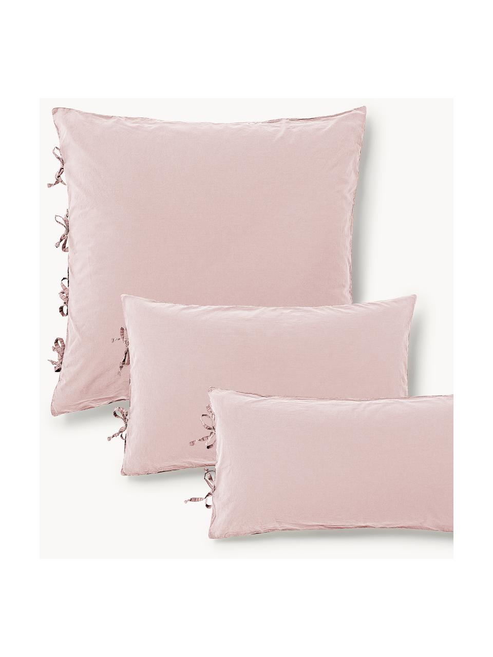 Taie d'oreiller en percale de coton délavé Leonie, Vieux rose, larg. 50 x long. 70 cm