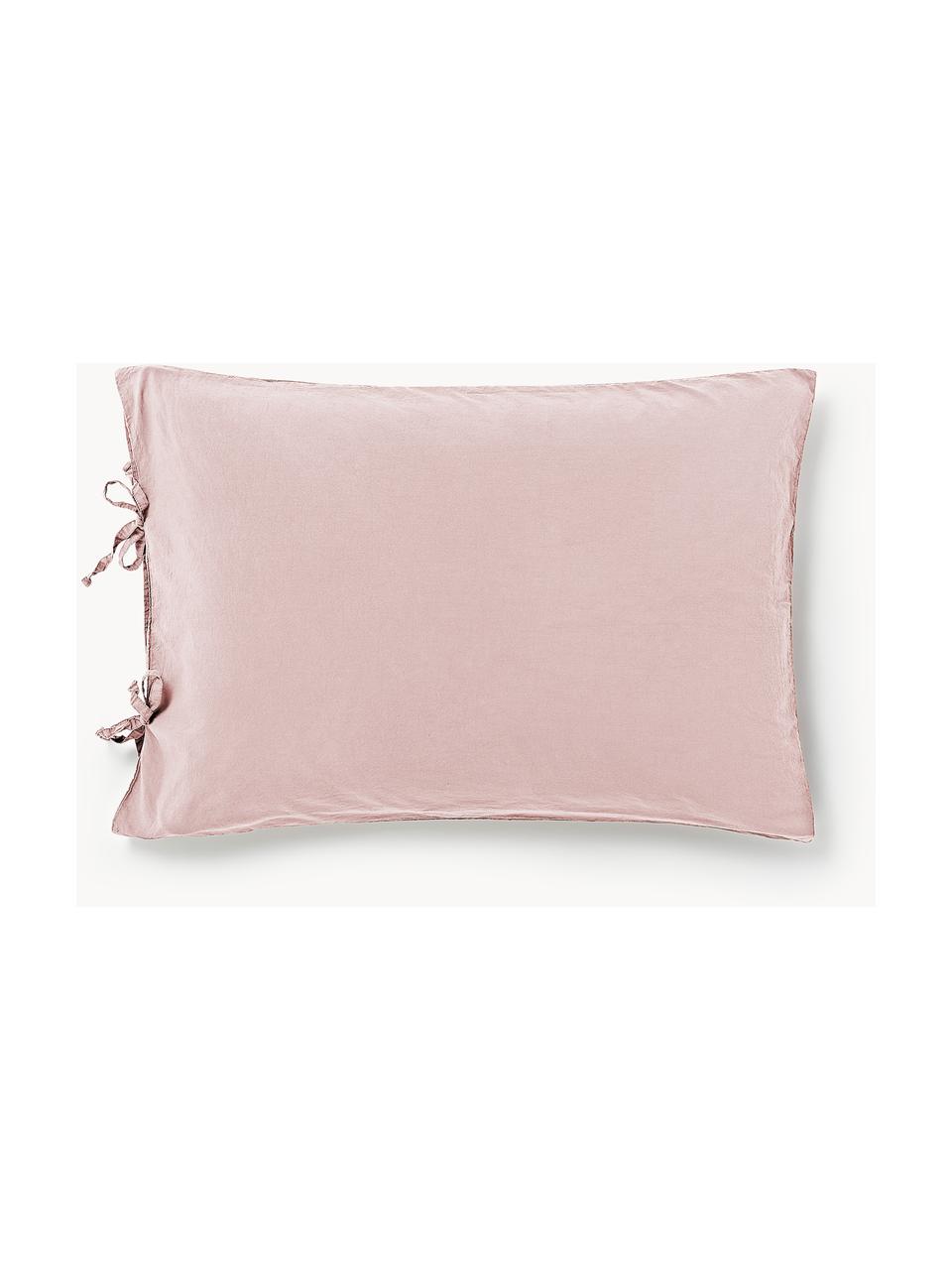 Taie d'oreiller en percale de coton délavé Leonie, Vieux rose, larg. 50 x long. 70 cm