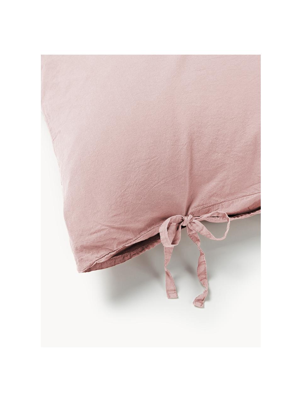 Taie d'oreiller en percale de coton délavé Leonie, Vieux rose, larg. 50 x long. 70 cm