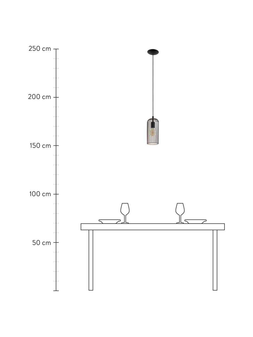 Lámpara de techo pequeña Roccamena, Pantalla: acero pintado, Anclaje: acero pintado, Cable: plástico, Negro, Ø 13 x Al 30 cm