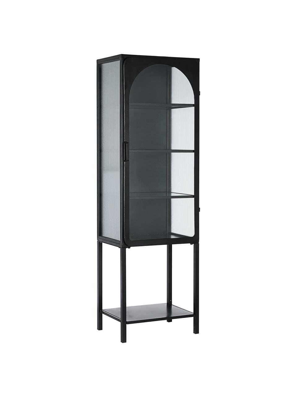 Vitrine industrielle noire Nerissa, Noir, transparent