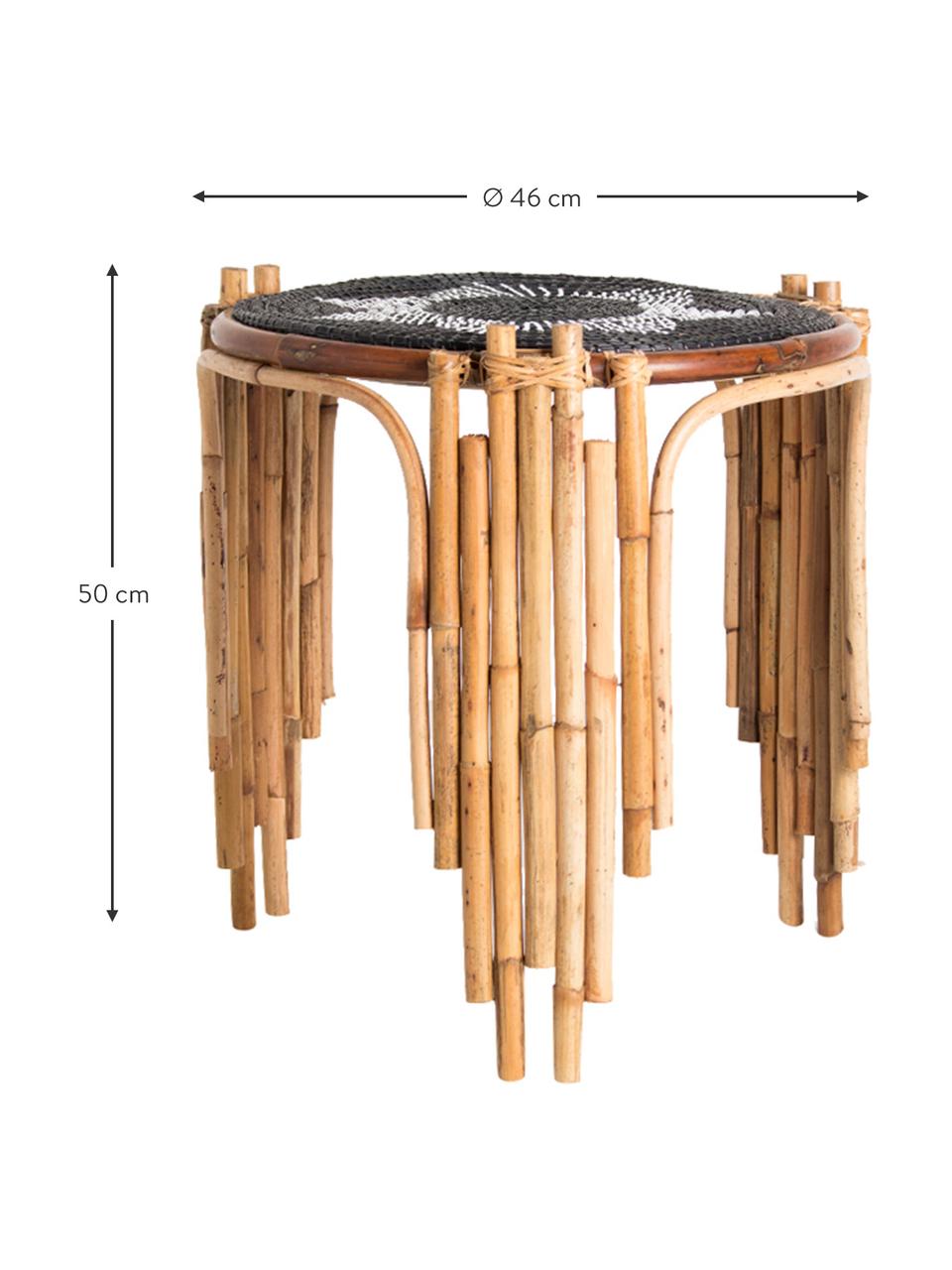 Stolik pomocniczy z rattanu Odile, Blat: trawa morska, Nogi: rattan, Beżowy, czarny, Ø 46 x W 50 cm