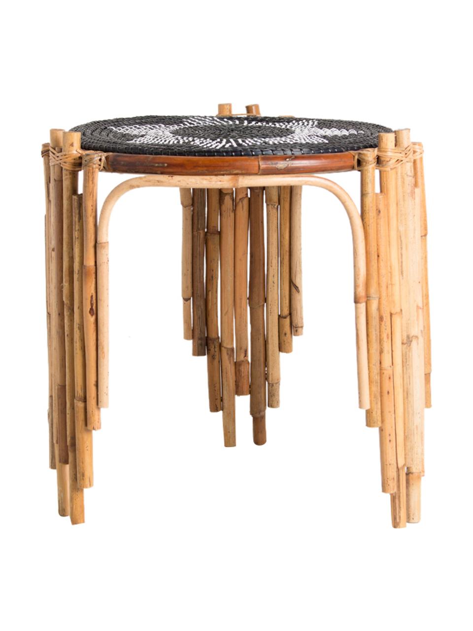 Tavolino in rattan beige/nero Odile, Gambe: rattan, Beige, nero, Ø 46 x Alt. 50 cm