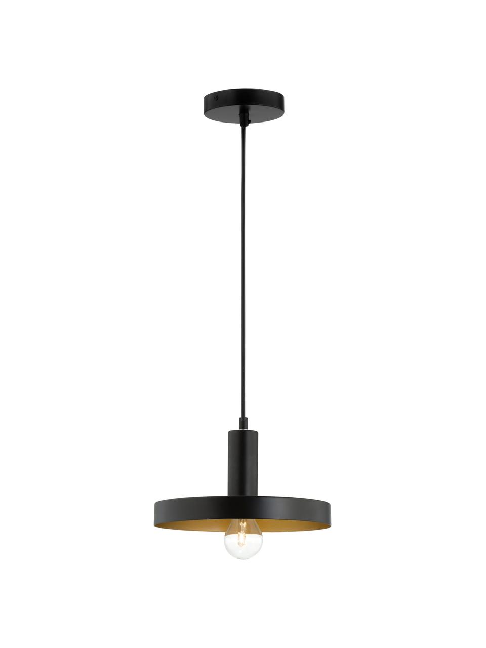 Kleine hanglamp Garni in zwart, Lampenkap: gecoat metaal, Baldakijn: gecoat metaal, Zwart, Ø 25 x H 15 cm