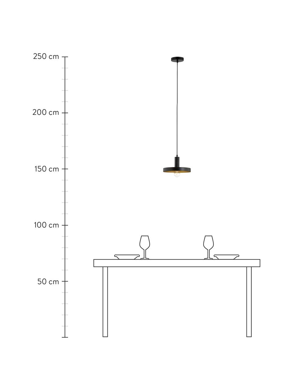 Lampada piccola a sospensione nera Garni, Paralume: metallo rivestito, Baldacchino: metallo rivestito, Nero, Ø 25 x Alt. 15 cm