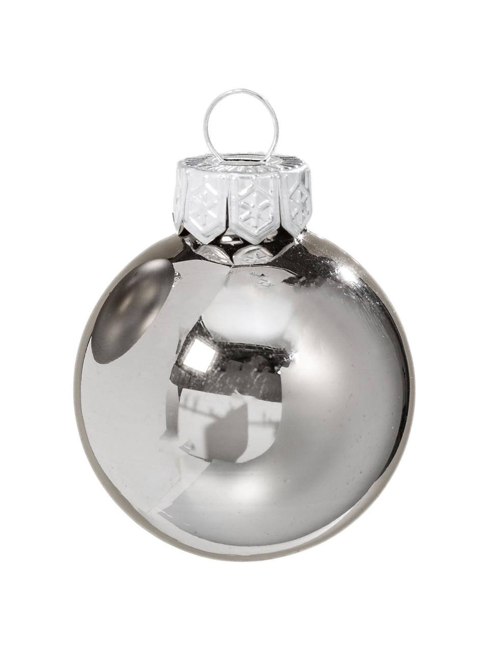 Kerstballenset Delyn, 24-delig, Gelakt glas, Parelgrijs, Ø 4 cm