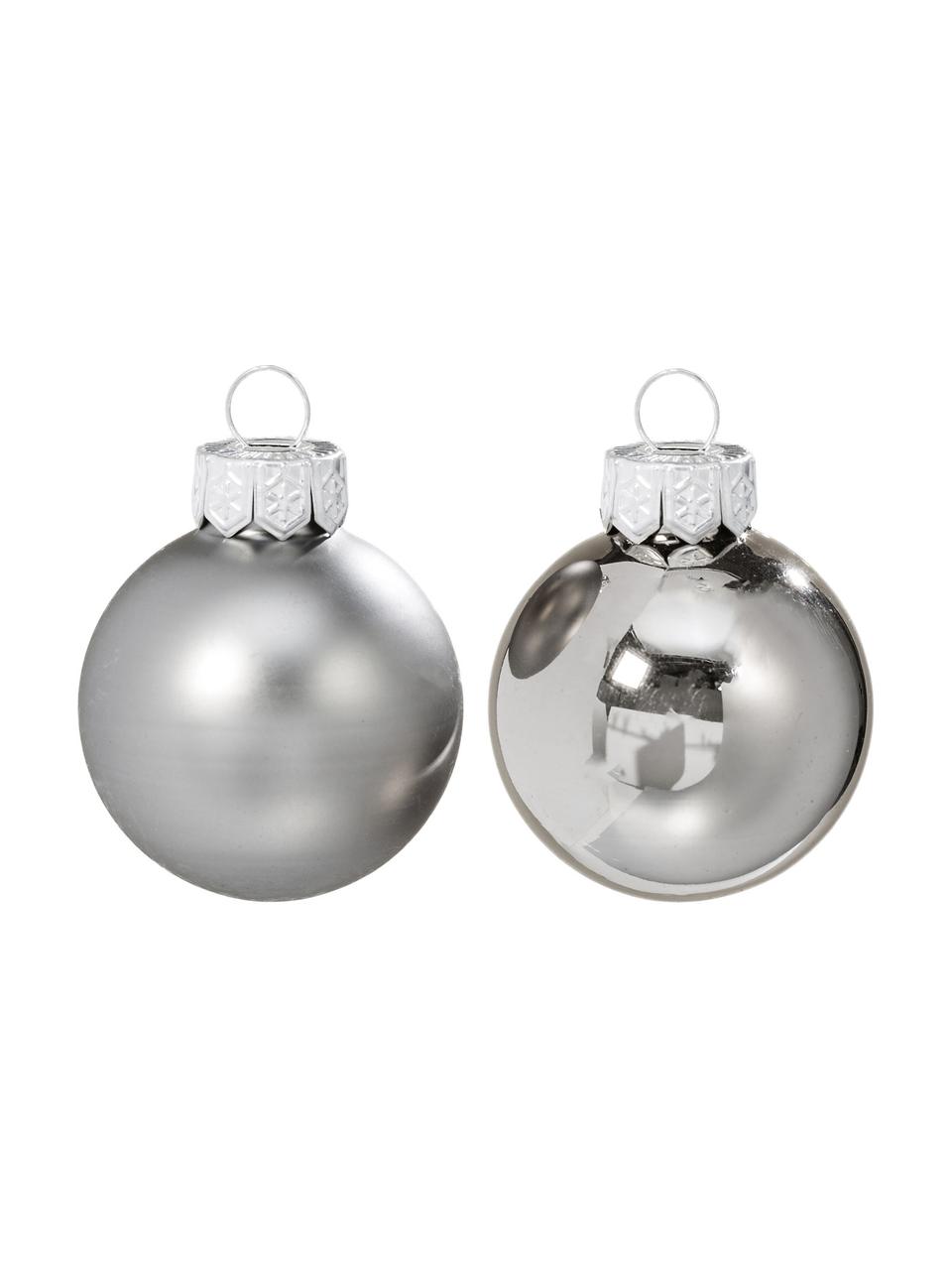 Weihnachtskugel-Set Delyn, 24-tlg., Glas, lackiert, Perlgrau, Ø 4 cm