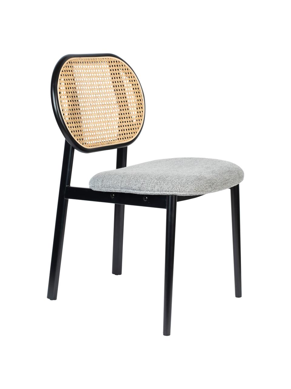 Čalouněná židle s vídeňskou pleteninou Spike, Šedá, černá, béžová, Š 46 cm, H 58 cm