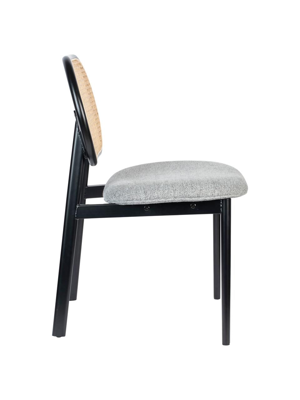 Čalouněná židle s vídeňskou pleteninou Spike, Šedá, černá, béžová, Š 46 cm, H 58 cm