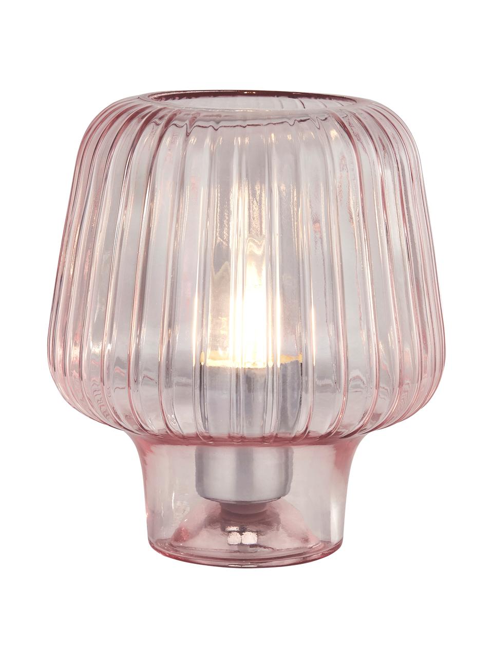 Lámpara de mesa pequeña de vidrio Stacy, Pantalla: vidrio, Cable: plástico, Rosa, Ø 18 x Al 21 cm