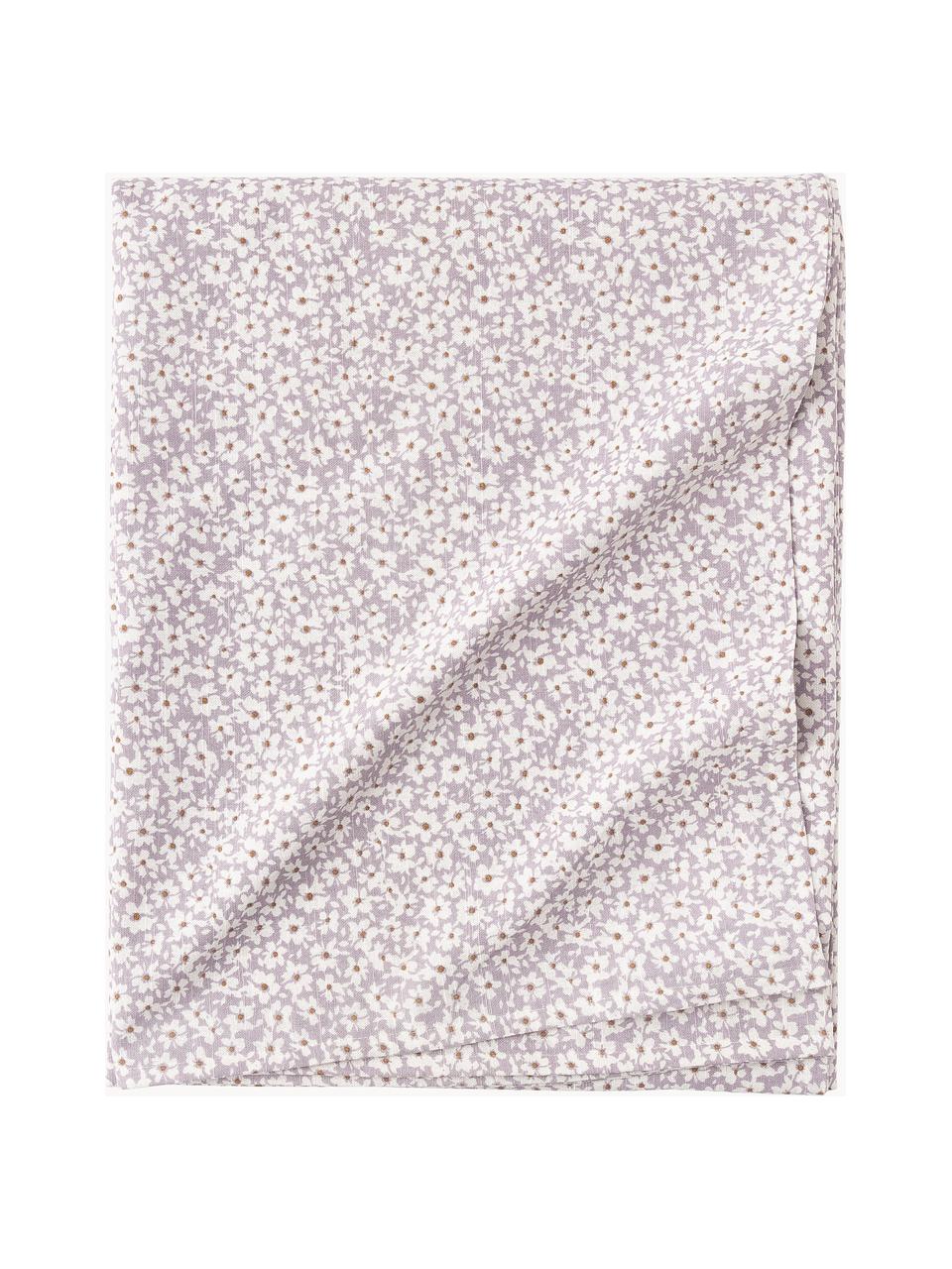 Nappe en coton à motif fleuri Liberte, 100 % coton, Lavande, blanc cassé, 6-8 personnes (long. 220 x larg. 140 cm)