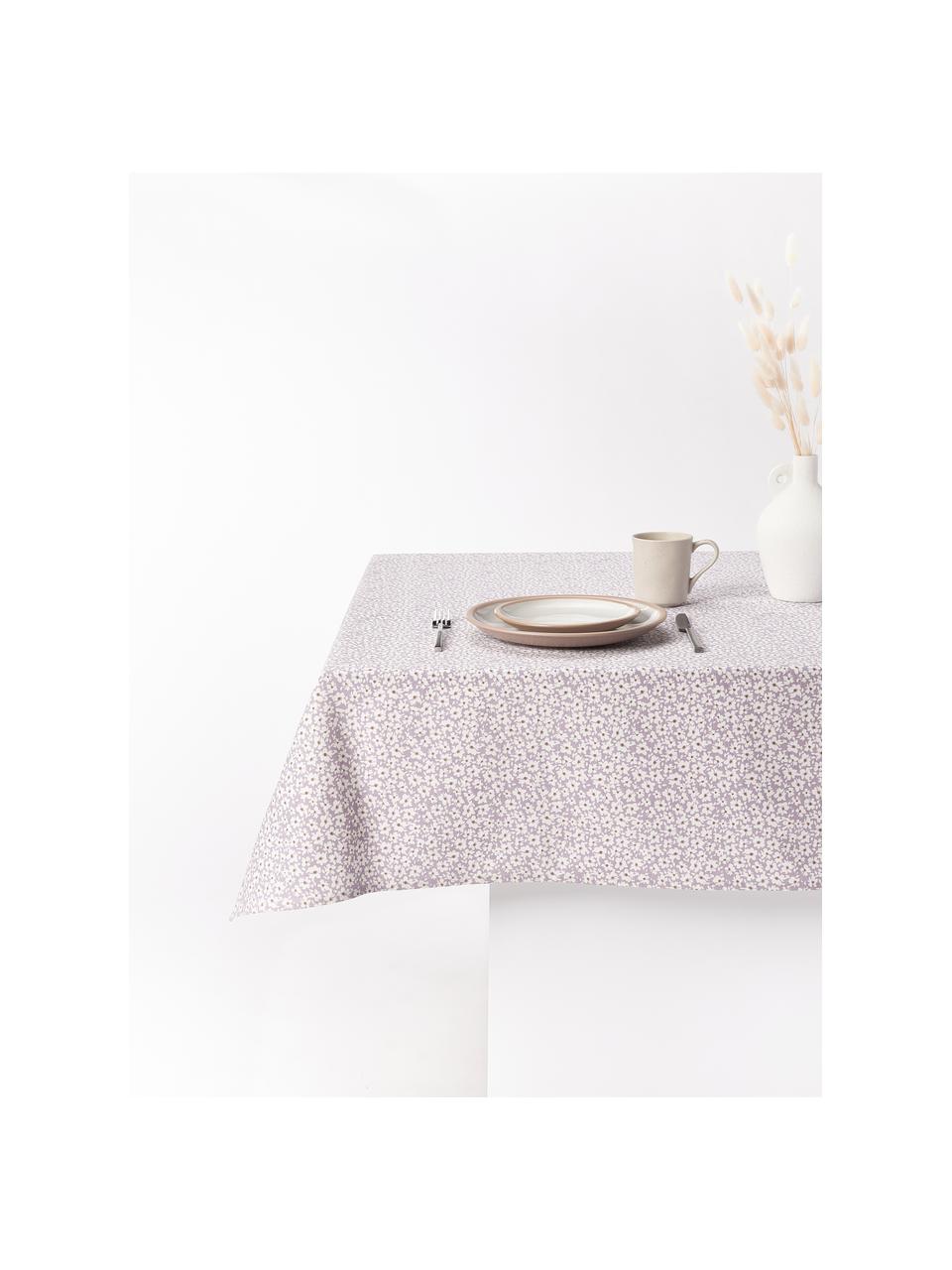 Tischdecke Liberte mit Blumenmuster, 100 % Bauwmolle, Lavendel, Off White, 6-8 Personen (B 140 x L 220 cm)