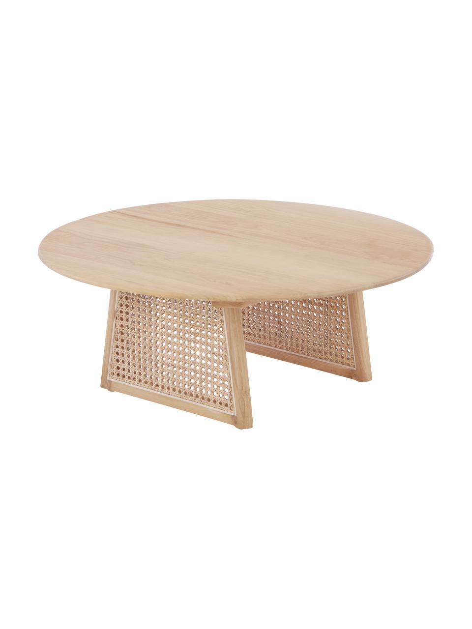 Runder Couchtisch Retro mit Wiener Geflecht, Wiener Geflecht: Rattan, Sunkai Holz, Ø 80 x H 30 cm