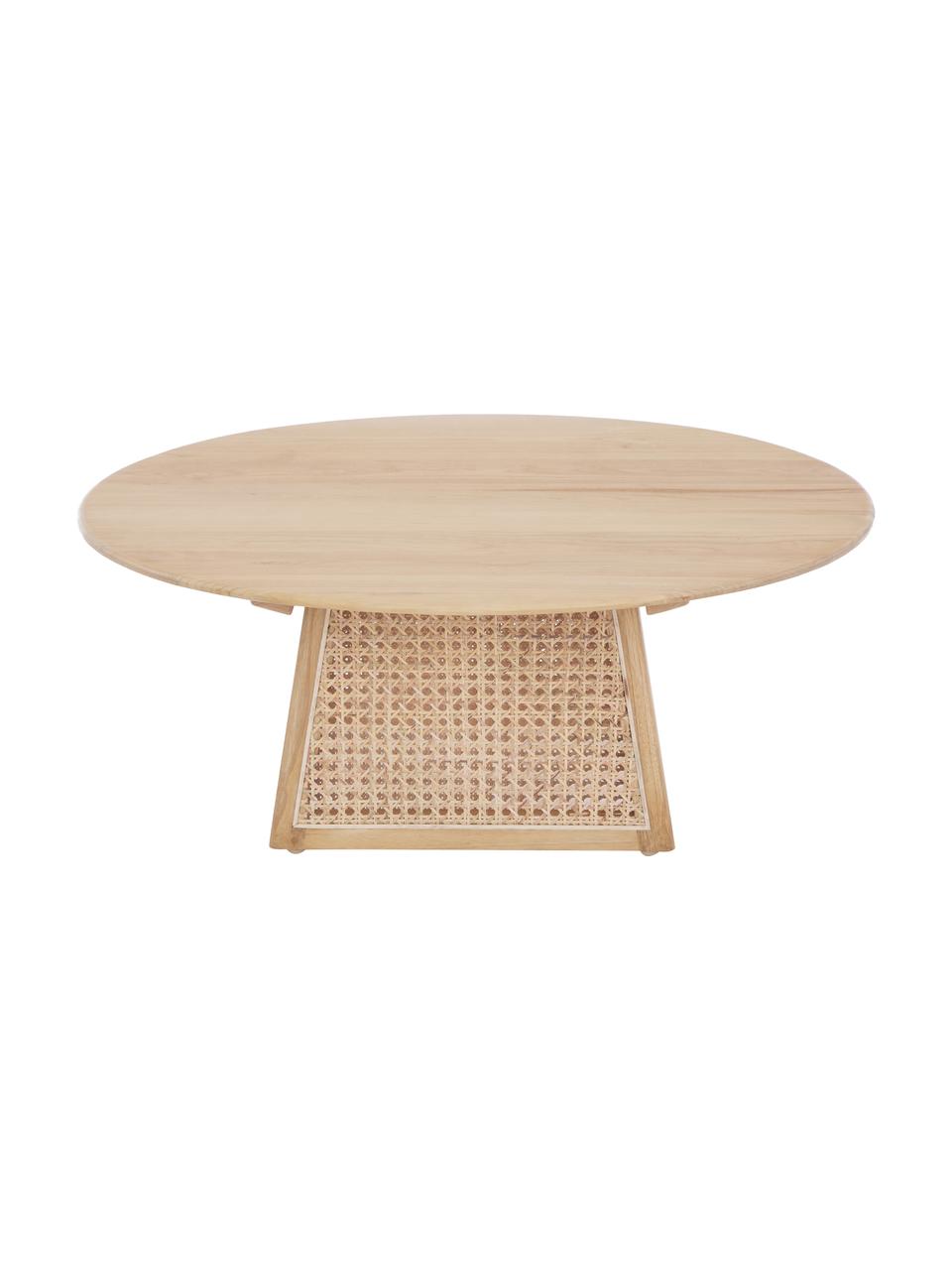 Runder Couchtisch Retro mit Wiener Geflecht, Wiener Geflecht: Rattan, Sunkai Holz, Ø 80 x H 30 cm