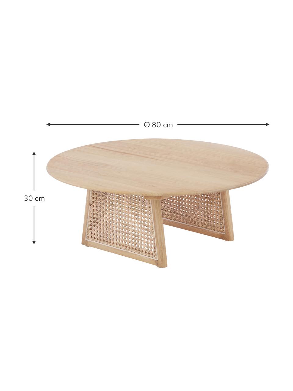 Runder Couchtisch Retro mit Wiener Geflecht, Wiener Geflecht: Rattan, Sunkai Holz, Ø 80 x H 30 cm