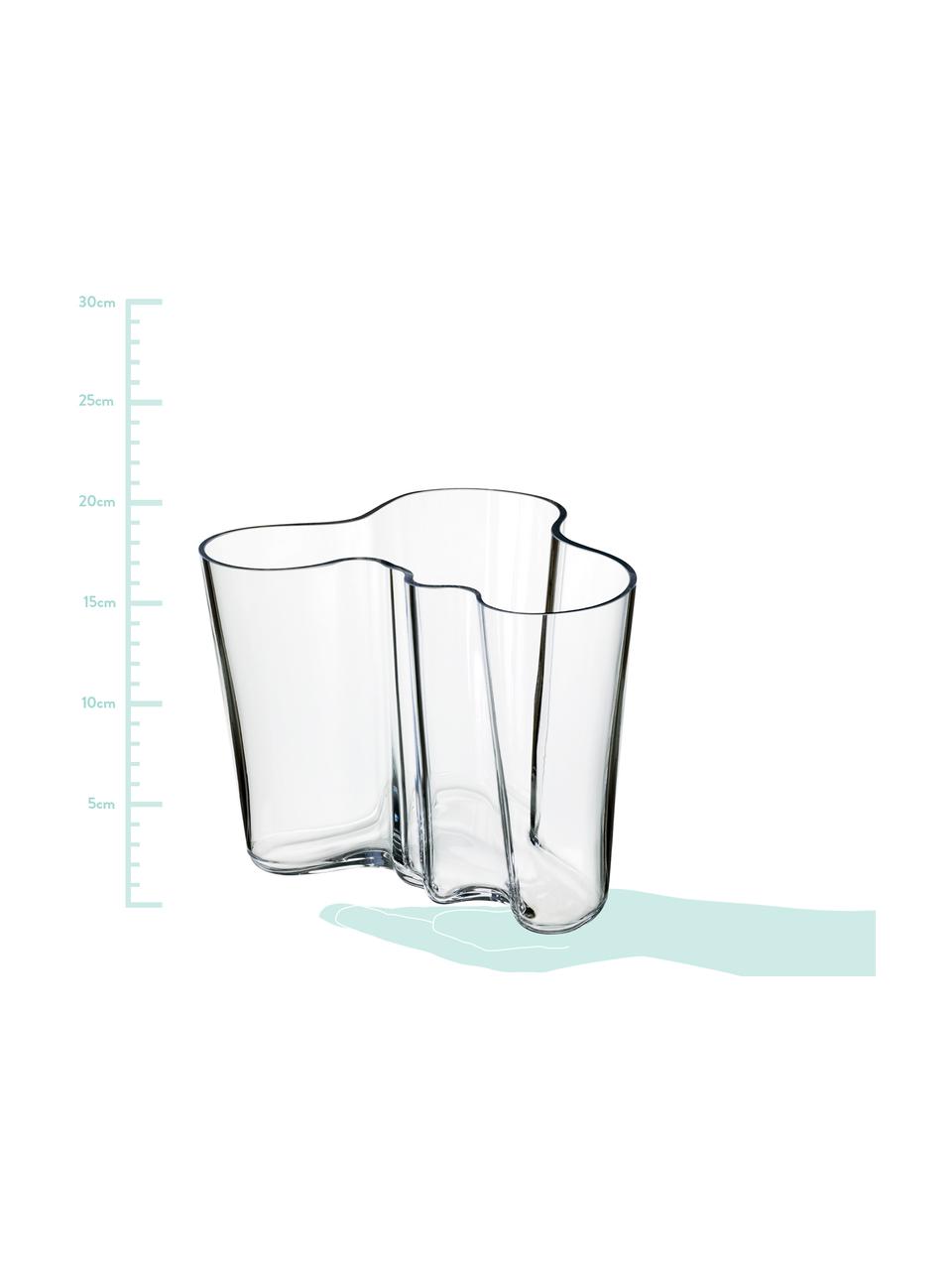 Design-Vase Alvar Aalto, Glas, Transparent, H 16 cm