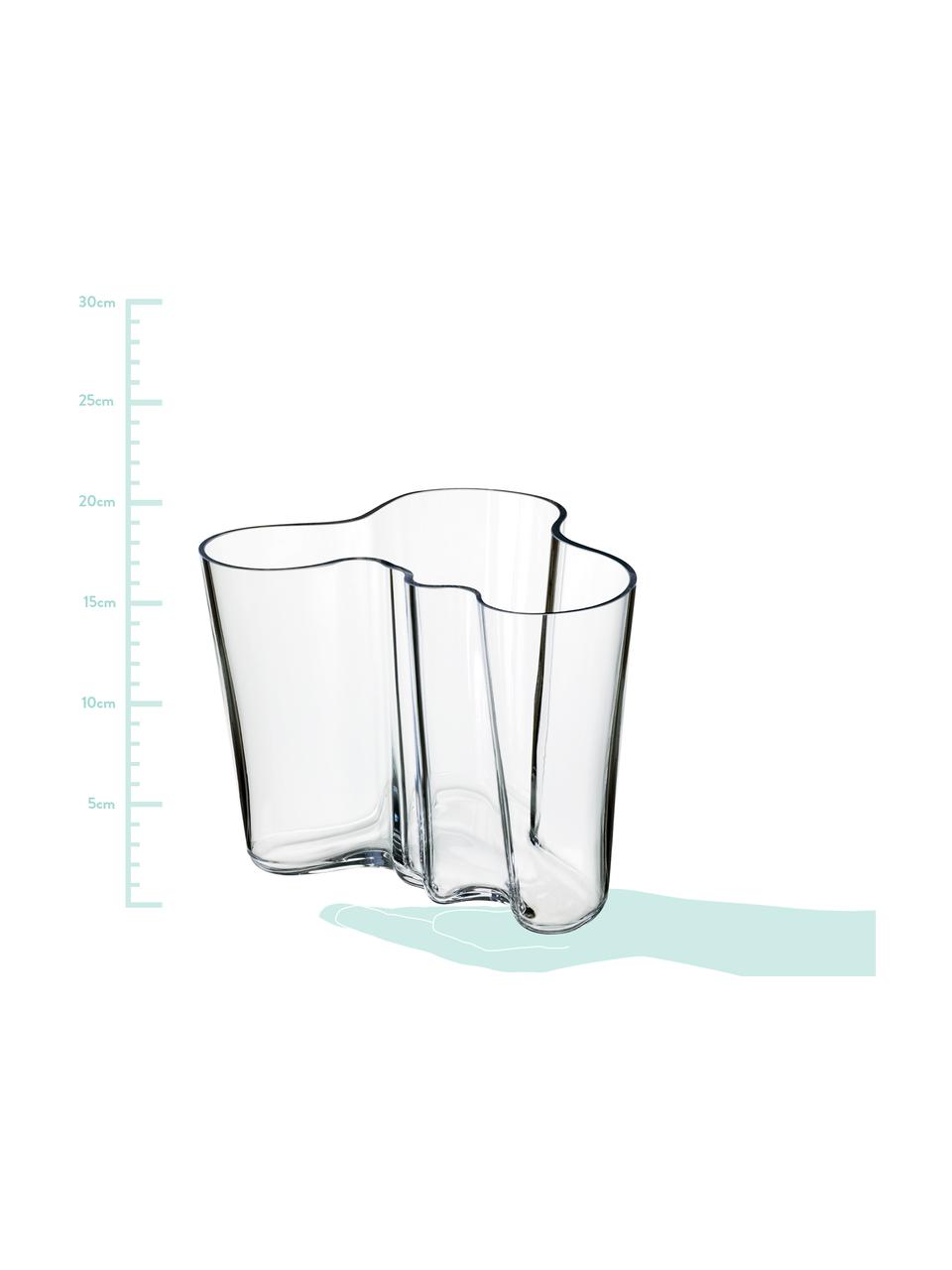 Design vaas Alvar Aalto, Glas, Transparant, H 16 cm